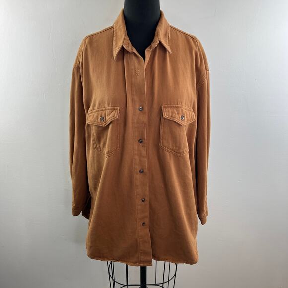 Princess Polly Brown Button-Down Shirt Top Cotton Pockets Long Sleeves Size 6 - Picture 2 of 11